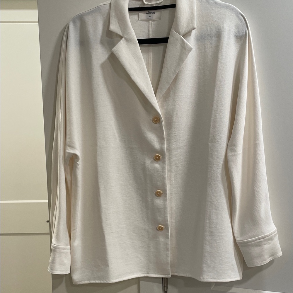 Wilfred Ivory Cream Button-Down Blouse Shirt